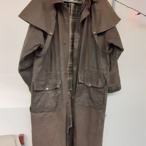 Canadian outback brown oil skin leather duster jacket with insulation liner